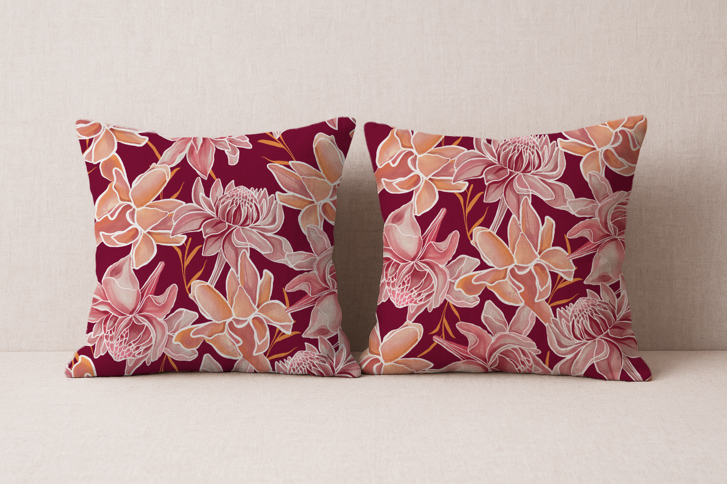 Ginger Flower - Burgundy